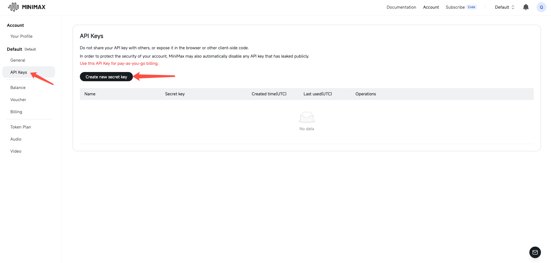Create API Key