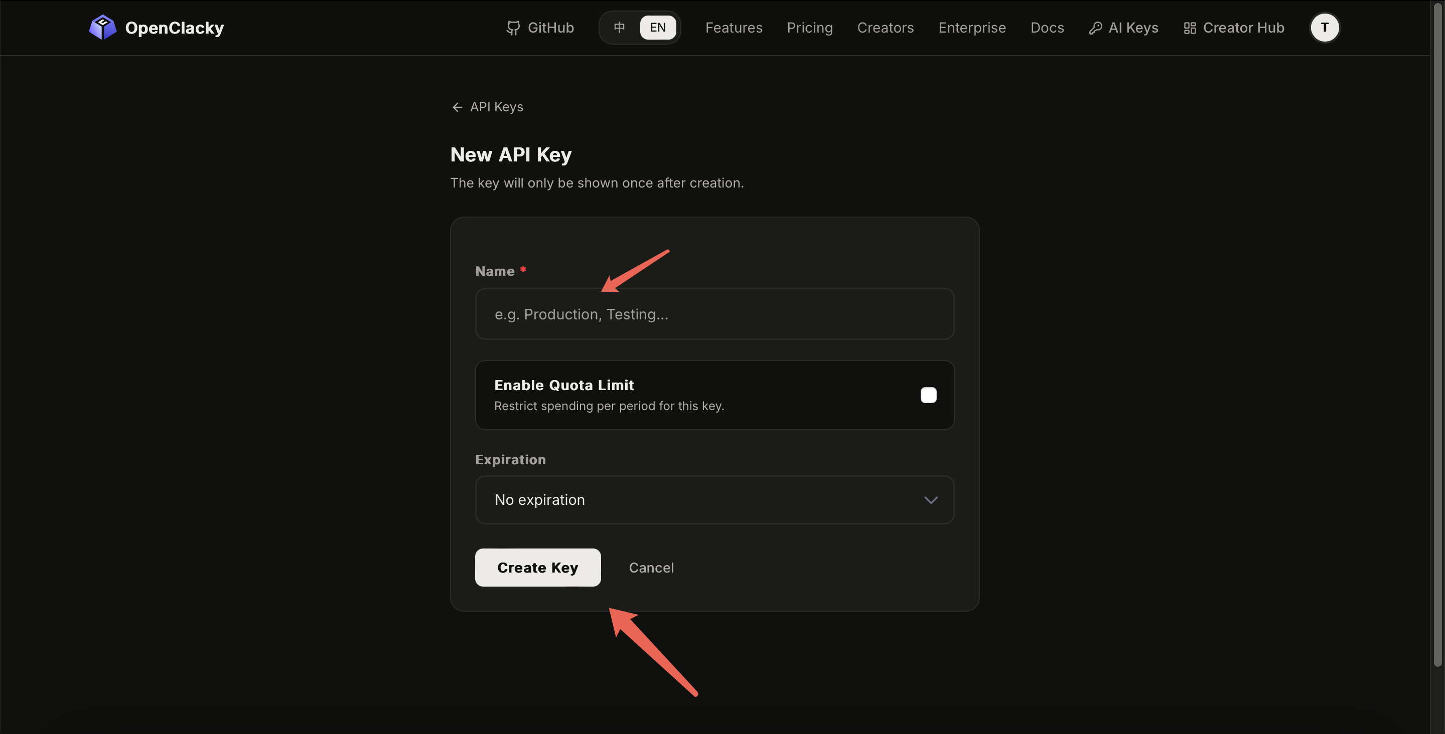 Create API Key